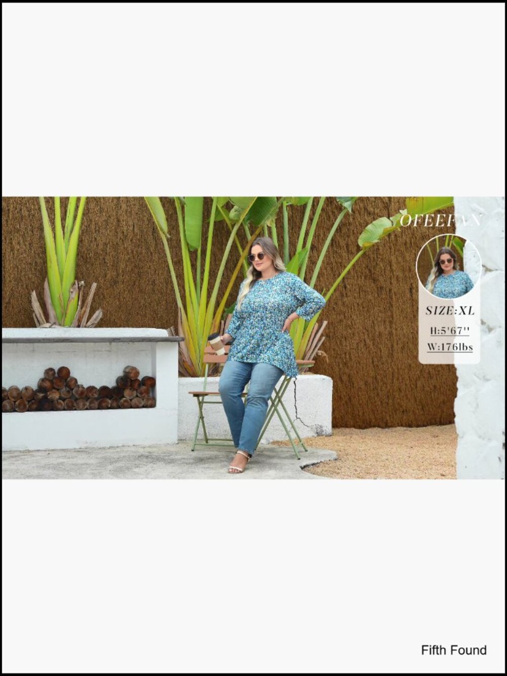 Loose Fit Tunic Top with 3/4 Sleeves Asymmetrical Hem Flowy Dressy Blouse S-4XL - Picture 7 of 7